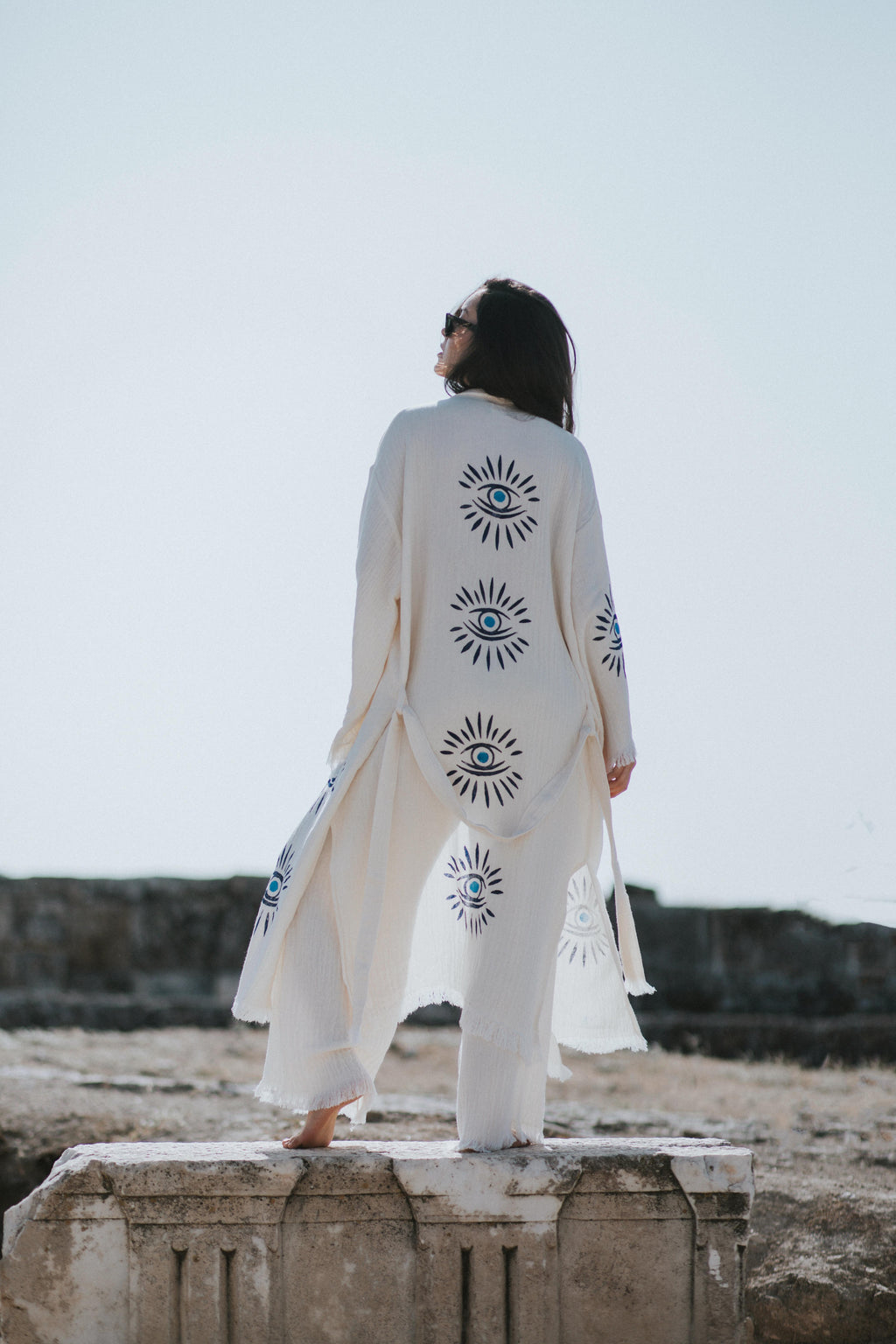 Soft Robe - Wood Blocks Printed Pattern - Organic Cotton