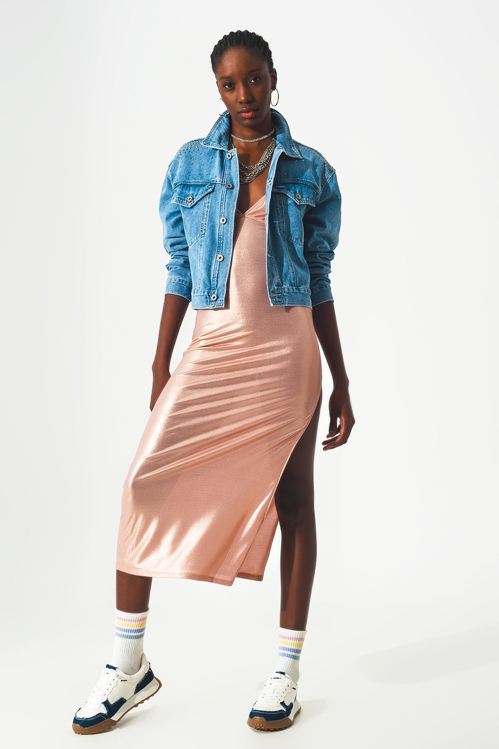 Women's Studded Denim Jacket in Blue