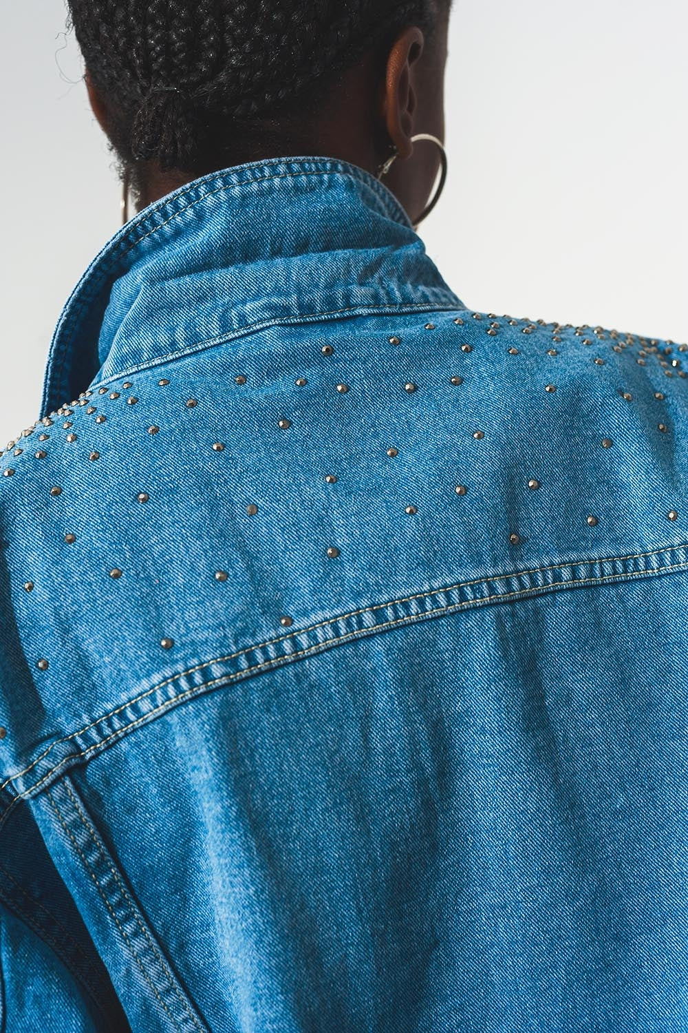 Women's Studded Denim Jacket in Blue