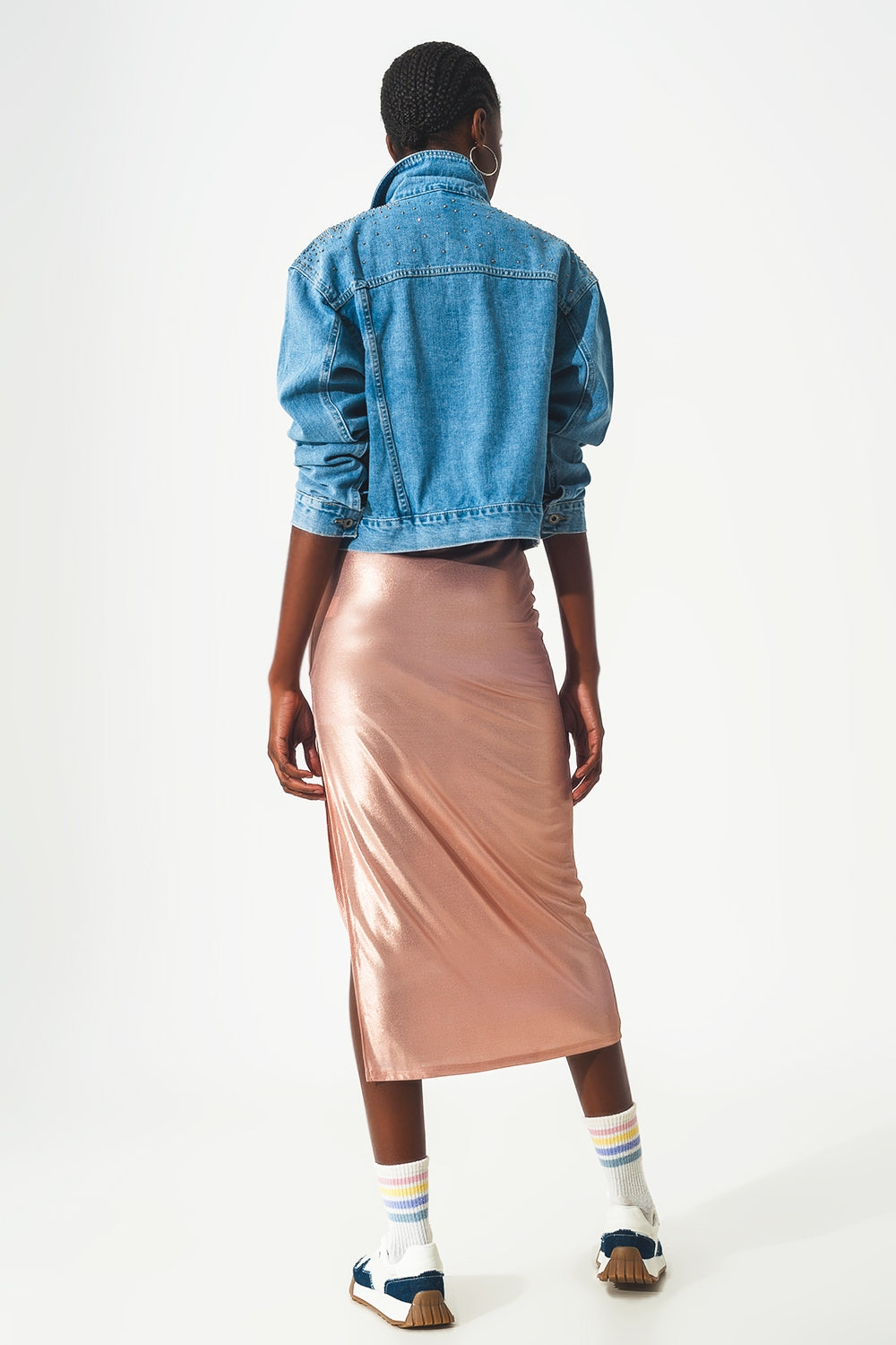 Women's Studded Denim Jacket in Blue