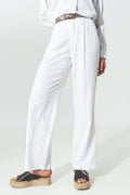 Women's Wide-Legged White Pants- Cotton
